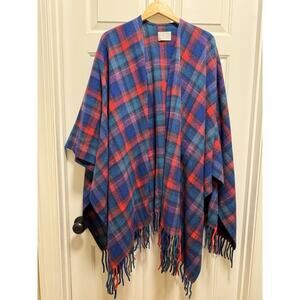 Vintage Pendleton Woolen Mills Wool Tartan Plaid Blanket Cape USA Shawl